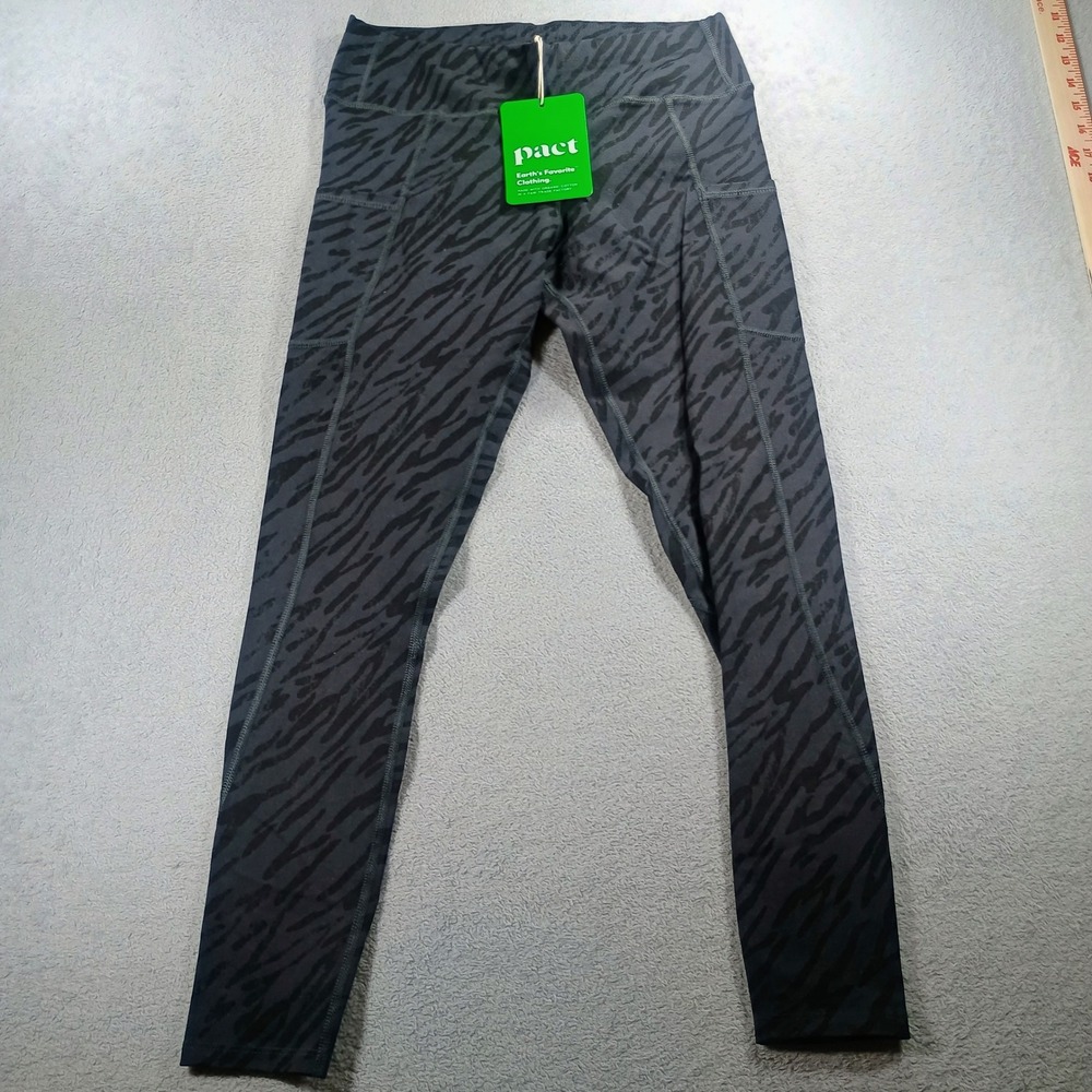 Pact Womens Go-To Pocket Legging Tiger Print Black S Organic Cotton NWT
